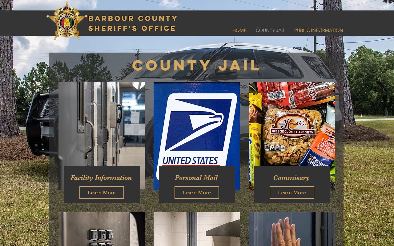 Barbour County Jail roster and inmate record access page