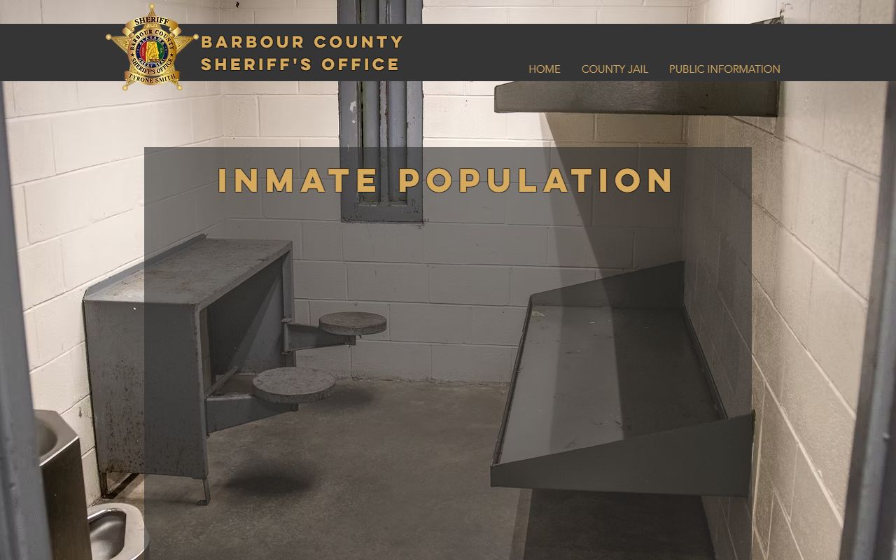 Barbour County sheriff inmate population page linking to the current roster